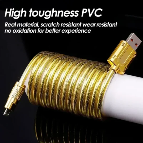 Gold Luxury Metal Data Cable Type C Micro USB Super Fast Charging Cord for Samsung Xiaomi Oppo Vivo Mobile Phone Quick Charge