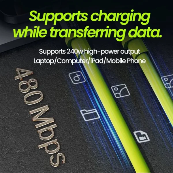 240W Fast Charging Usb Type-c To Type-c Cable 1m/1.5m/3m USB C Real-time Power Display Quick Charge Data Cord for Xiaomi Samsung