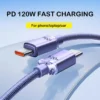 kf-S9875b6bd2d75488397a17a5f69353c06V 120W USB Type C Cable Type C to Type C Fast Charging Cord USB C Quick Charge Phone Cables For Samsung Xiaomi Huawei Realme