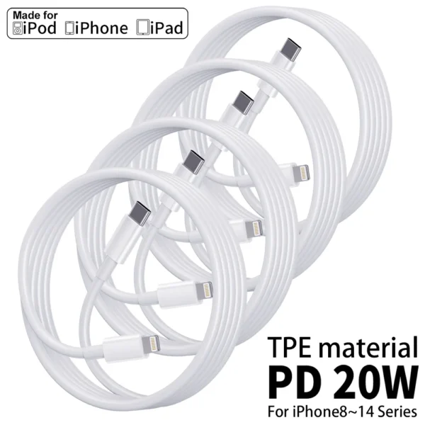 4PCS 1PC 10FT 6FT 3FT MFI Certified USB C to Lightning Cable Fast Charging Data Wire Charger Cord for iPhone 14 13 12 X XR