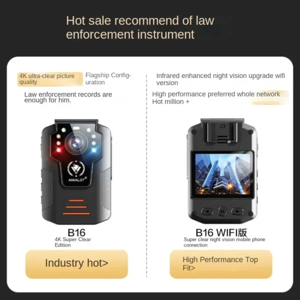 Long Endurance 4K Law Enforcement Recorder, High-definition Night Vision Chest Camera, Chest Wearing, On-site Work Records
