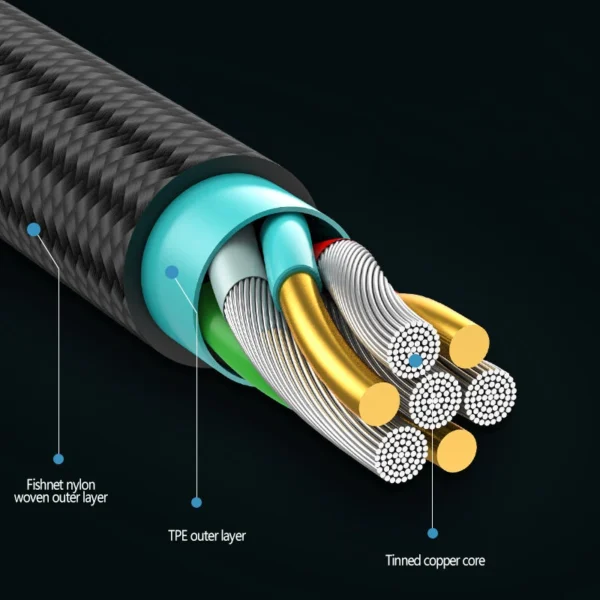 kf-Sdb1305c8c7344e27a7c27f11250b971bq-1 40W 5A Fast Charge USB C Cable 90 Degree Right Angle Elbow Braided Nylon Cord Durable Long Phone Charging Data Sync Wire