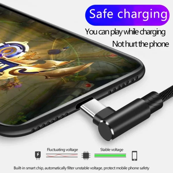 kf-Sf8808daeecfa4f16894d425b7ea45584w-1 40W 5A Fast Charge USB C Cable 90 Degree Right Angle Elbow Braided Nylon Cord Durable Long Phone Charging Data Sync Wire